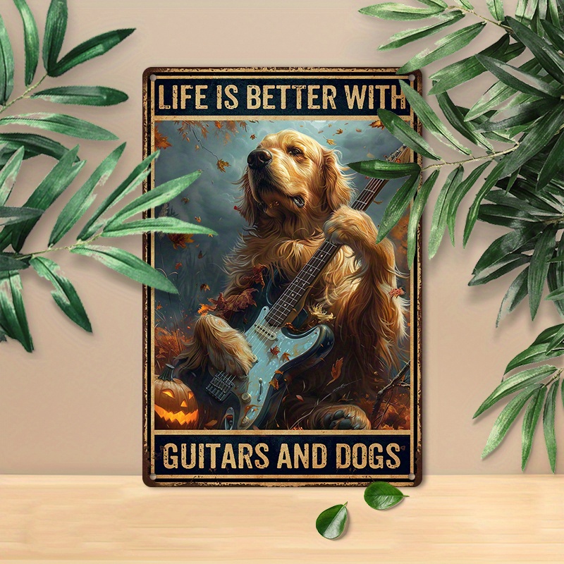 1pc aluminum dog guitar themed metal wall art sign durable Temu Oman