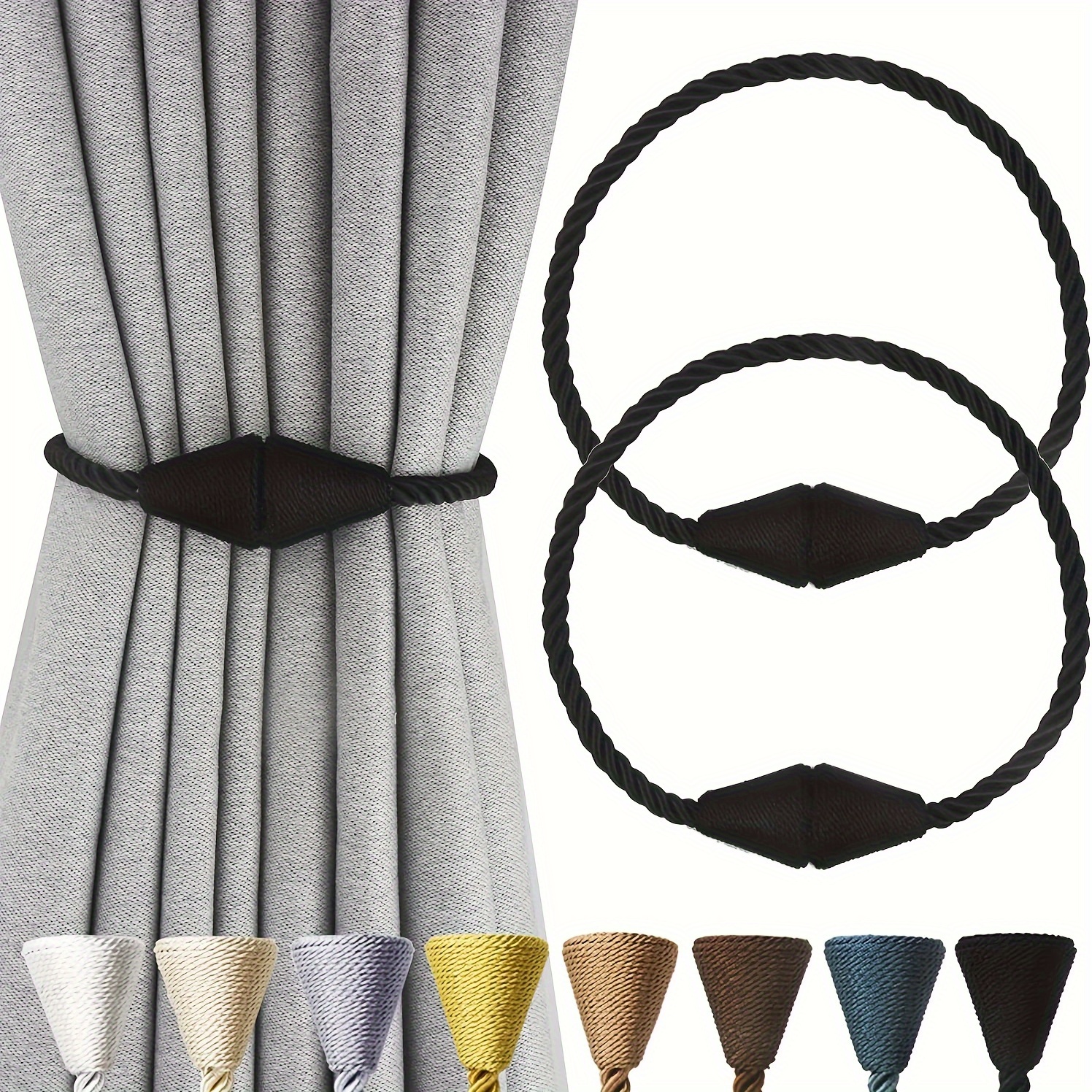 

2pcs Magnetic Curtain Tiebacks, Elegantly Handwoven Holdbacks, For Bedroom And Living Room Decor