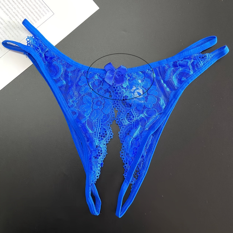 

1/6 Piece Women's Sexy Floral Lace Mesh Thong, Hollow Sexy Crotchless Underwear