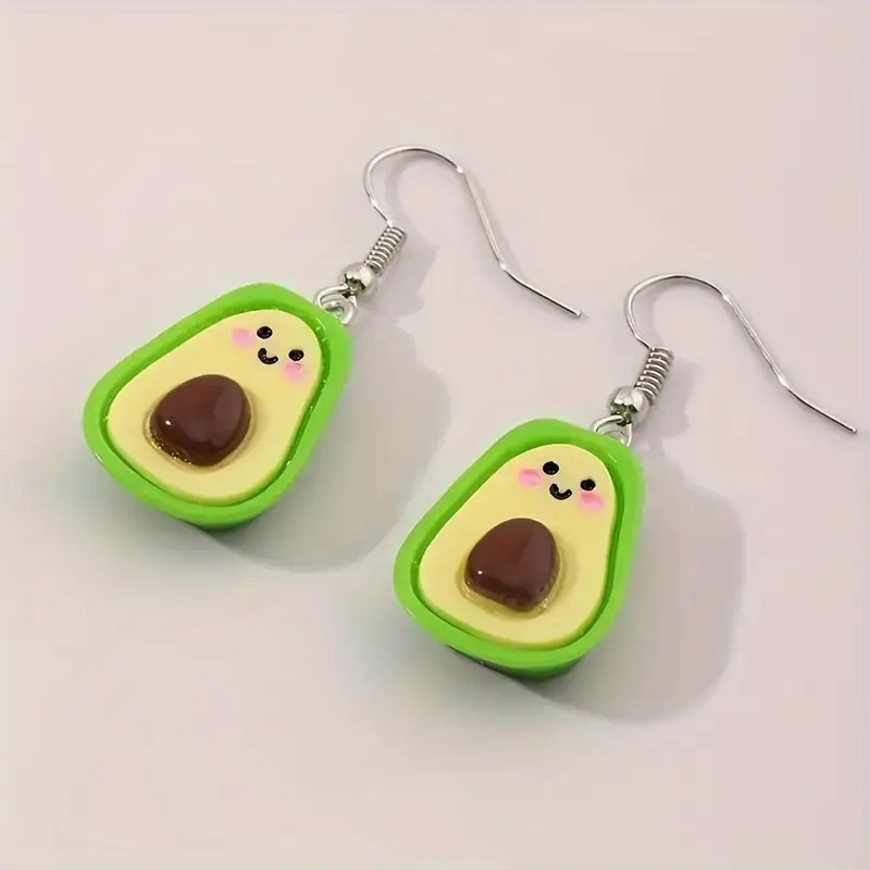 

Cute Cartoon Green Avocado Drop Earrings, Fun And Delicate Party Gift Accessory, Adorable Jewelry