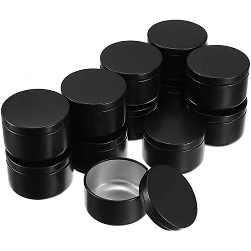 E-shop 12er-Pack 50 ml Leere Kerzenbehälter Gläser Aluminium Kerzen Dosen mit Schlupfdeckeln Aufbewahrungsbehälter für Kerzenherstellung Kunsthandwerk
