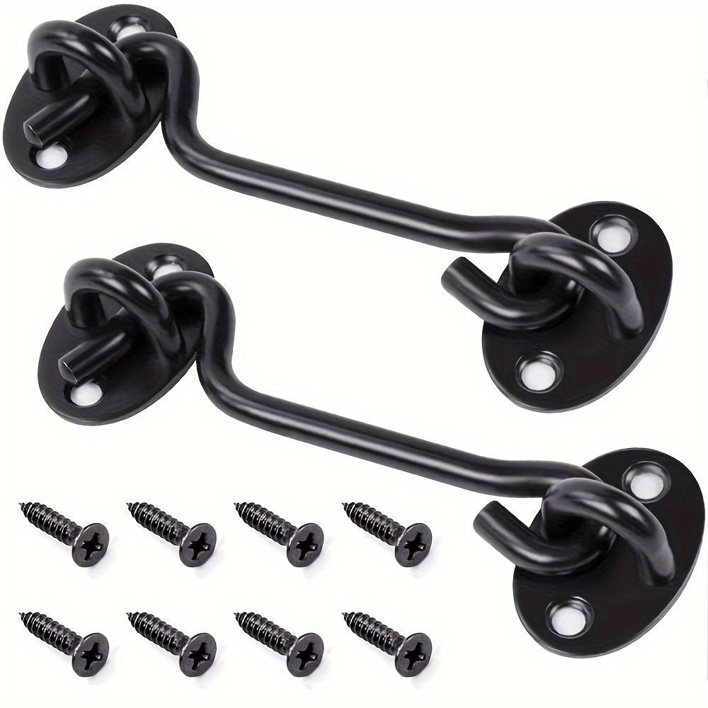 2 Heavy-duty 4-inch Metal Door Latches, Black Or Silvery - Includes Screws For , Suitable For Doors, Windows, Cabinets, And Boxes