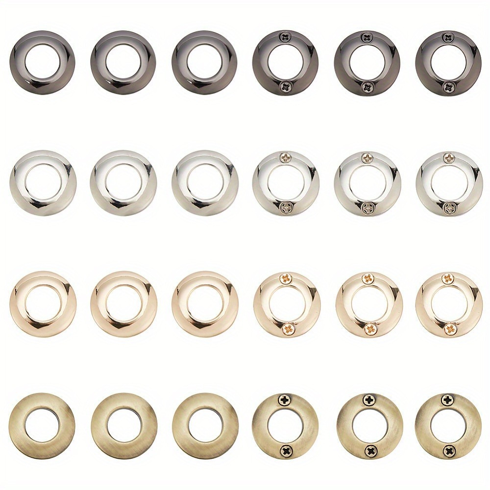 24pcs Alloy Grommet Eyelet Findings Screw Grommet Ring For Bag Making Mixed Color 2.1x0.6cm Hole: 10.5mm 6pcs/color