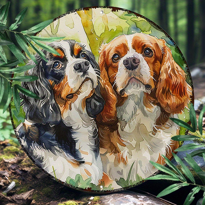 

Cavalier Spaniels Aluminum Metal Sign - Waterproof And Uv Resistant 2d Round Art For Home And Garden Decor - 8x8 Inch (20x20cm) - Durable And Easy To Hang