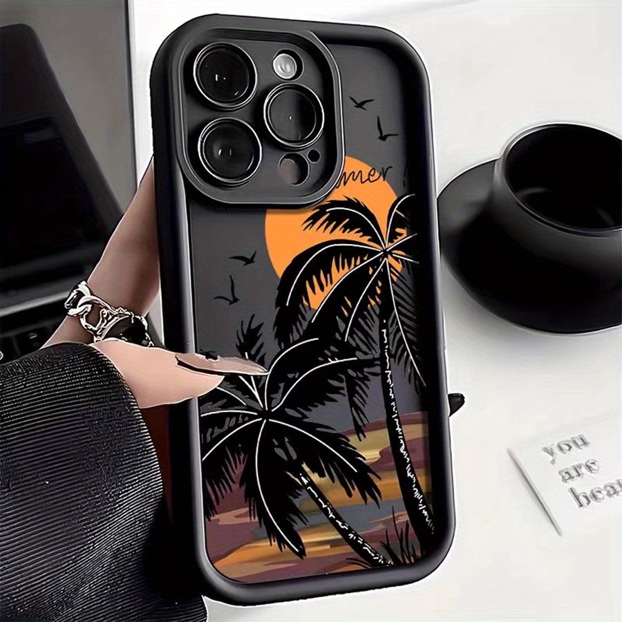 

Sunset Palm Tree Pattern Phone Case Compatible With 7/8/11/12/13/14/15/x/xr/xs/plus/pro/pro Max/se2 - Durable Shockproof Protective Cover With Tropical Design