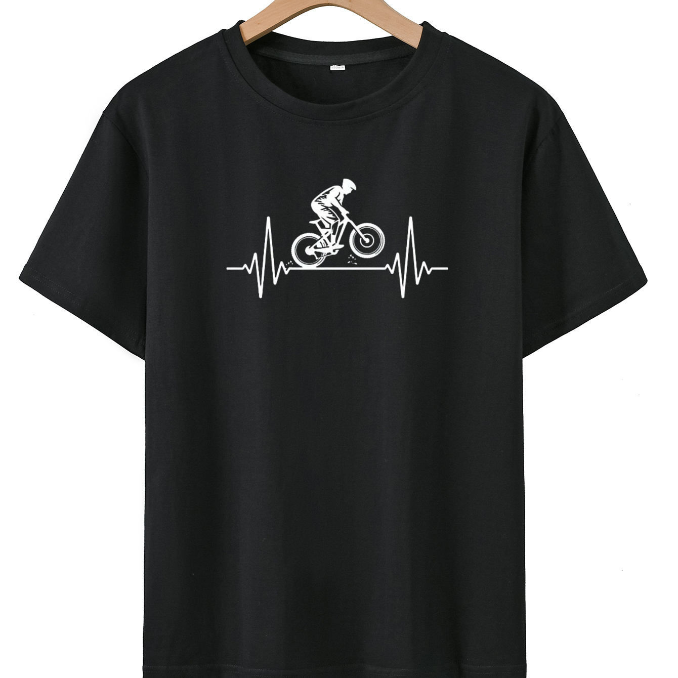 

Bicycle Ecg Print T-shirt For Boys, Short Sleeve Casual Top, Summer Outdoor Daily Wear