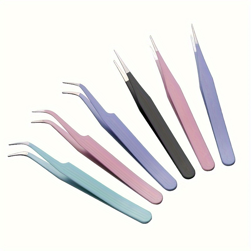 

2pcs/ Tweezers, Straight & Elbow Tips, Suitable For Diy, Scrapbooking, Handy Picks For Beading & Projects