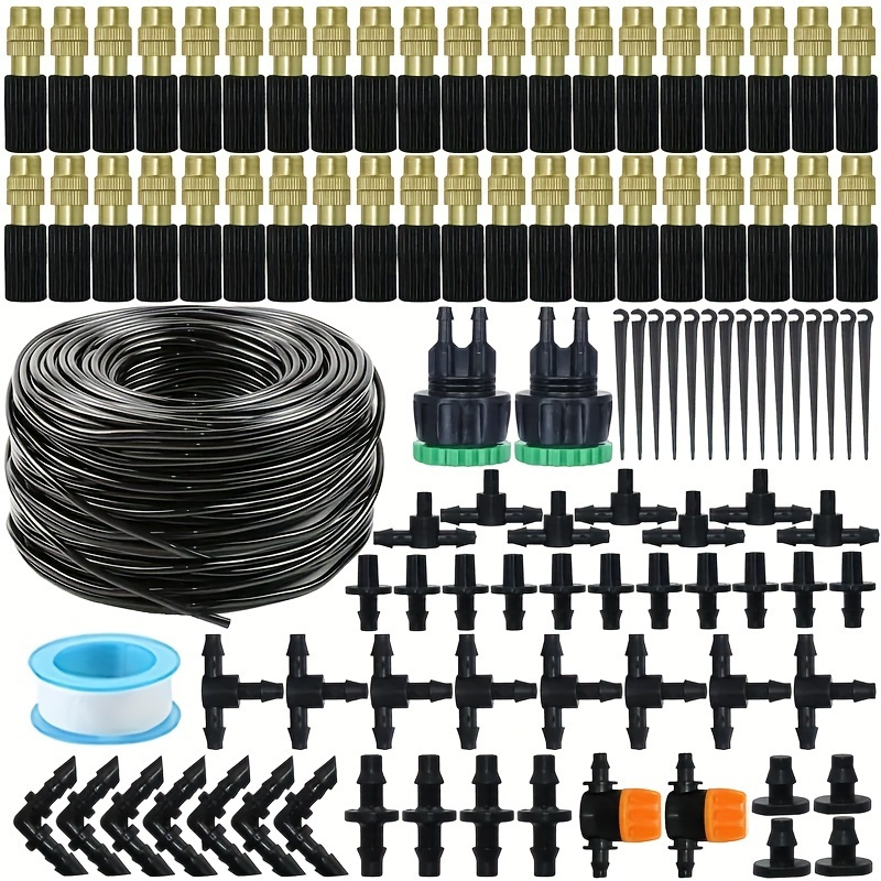 

1 Set, 10-20m Garden 4/7mm Hose Automatic Drip Watering Irrigation Kit System 1/4'' Brass Mist Nozzles For Lawn Potted Plant Greenhouse, Drip Water Seepage Device, Balcony Succulent Sprinkler