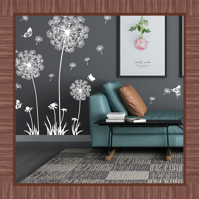 

2-pack Pvc Dandelion And , Reusable Matte Oblong Self-adhesive Stickers For Living Room And Bedroom Decor