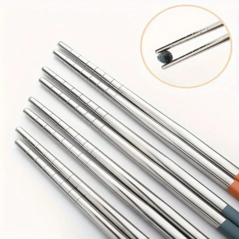 4pcs/ set travel utensils, stainless steel cutlery set portable reusable camping silverware, chopsticks with case, flatware set, cutlery Product details 7