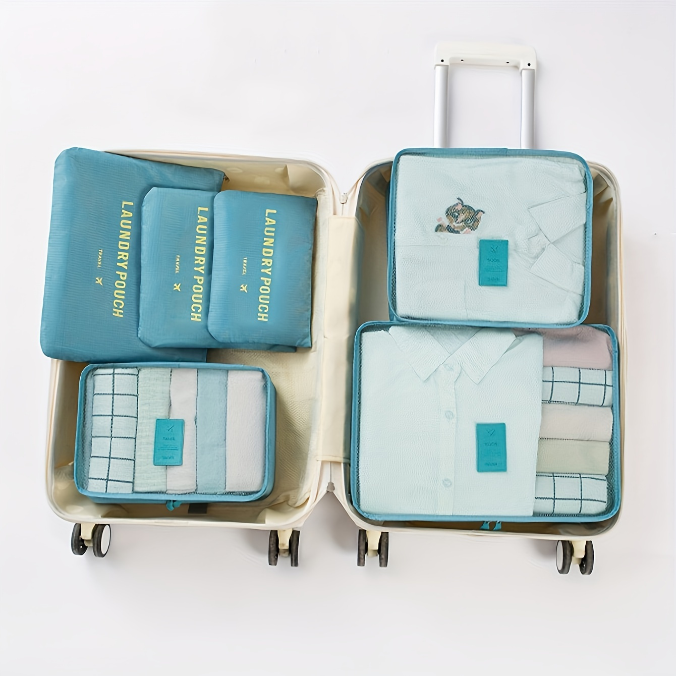 

6pcs Travel Organizer Set, Polyester Packing Cubes For Suitcase, Clothing Storage Bags, Luggage Organizers With Various Sizes