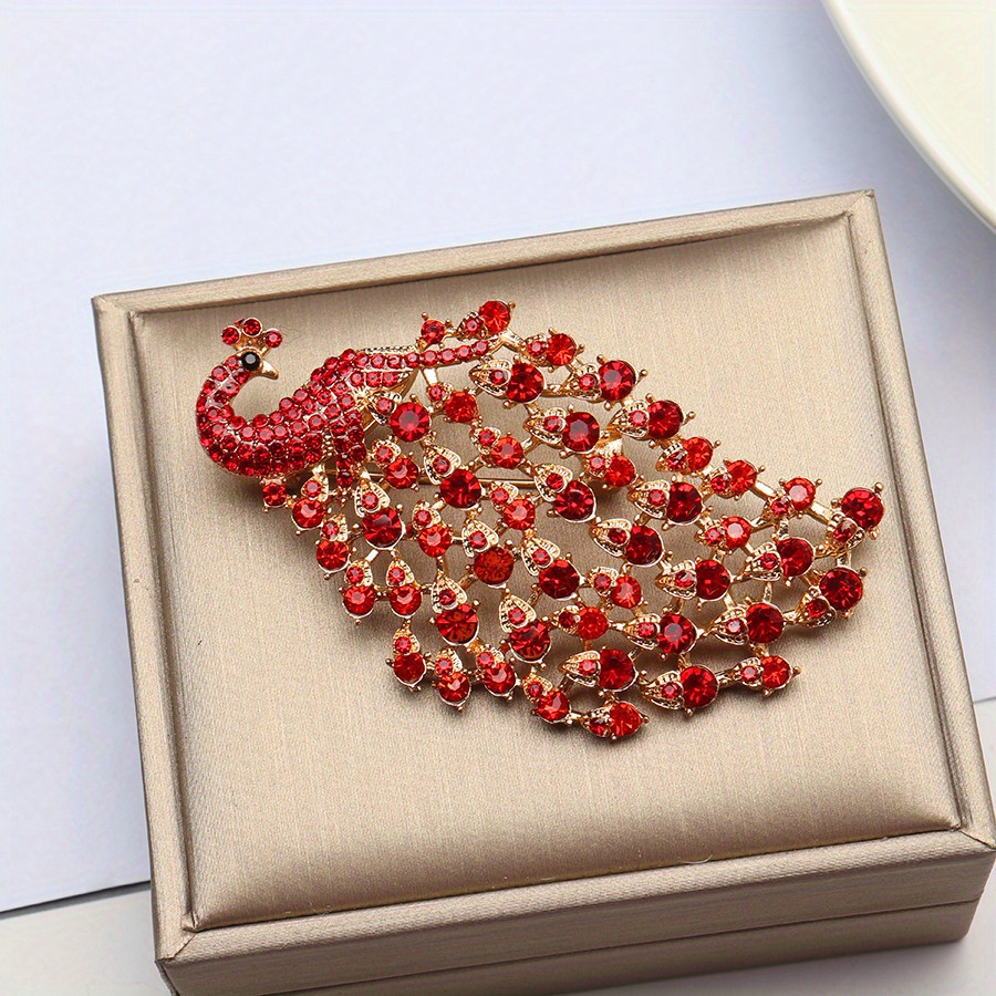 1pc elegant peacock shaped brooch decorated with   clothing lapel pin for women dress coat sweater corsage accessories details 1