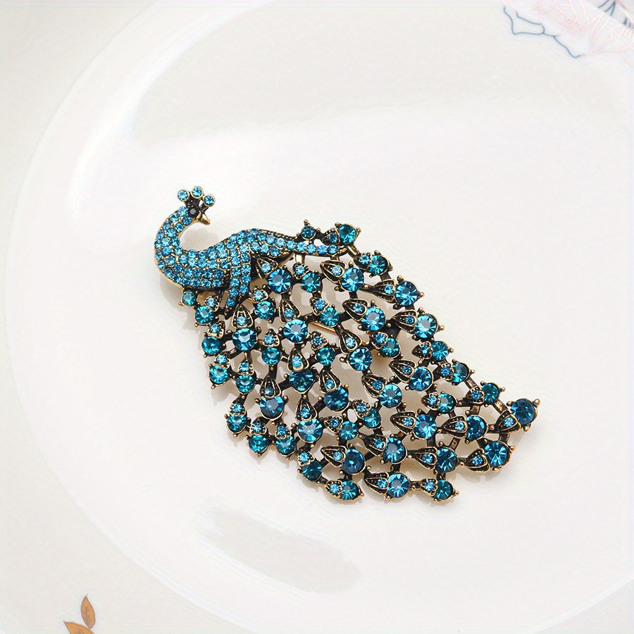 1pc elegant peacock shaped brooch decorated with   clothing lapel pin for women dress coat sweater corsage accessories details 3