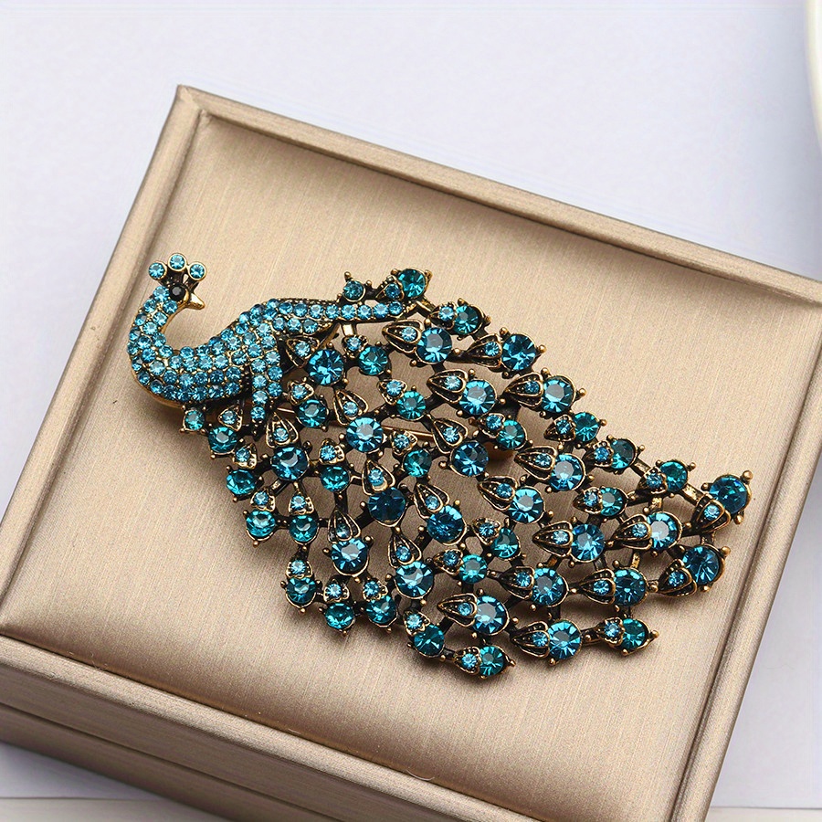 1pc elegant peacock shaped brooch decorated with   clothing lapel pin for women dress coat sweater corsage accessories details 4