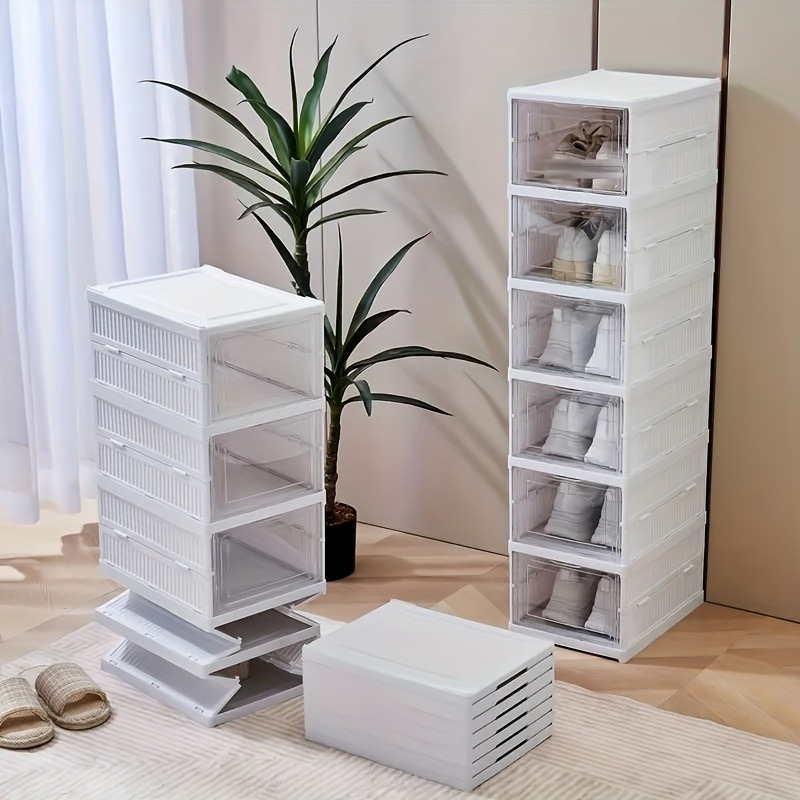 

Space-saving 6/3-layer Foldable Shoe Rack - Free Standing, Dustproof Storage Bins With Lids, Stackable &