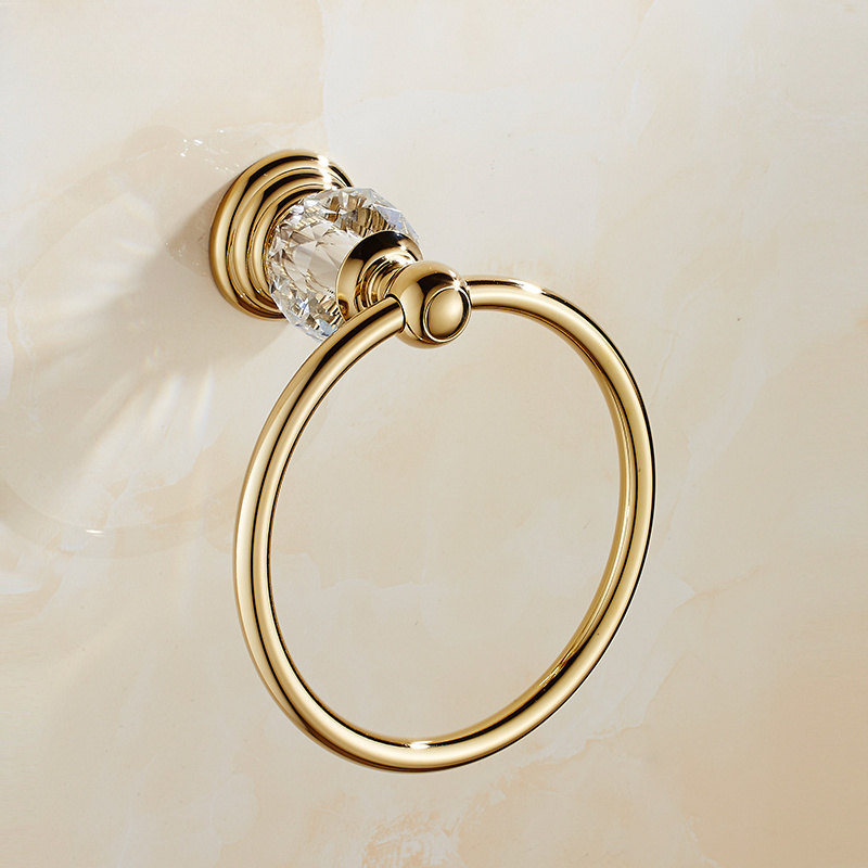 

Elegant Brushed Golden Stainless Towel Ring - Round, Wall-mounted Holder For Modern Bathrooms & Kitchens