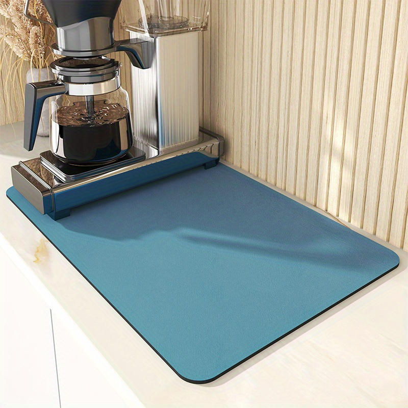 TEMU Dish Drying Mat For Kitchen Counters - Heat-resistant, Non-slip Rubber Backed, Stain-hiding Draining Pad For Home & Cafe Use