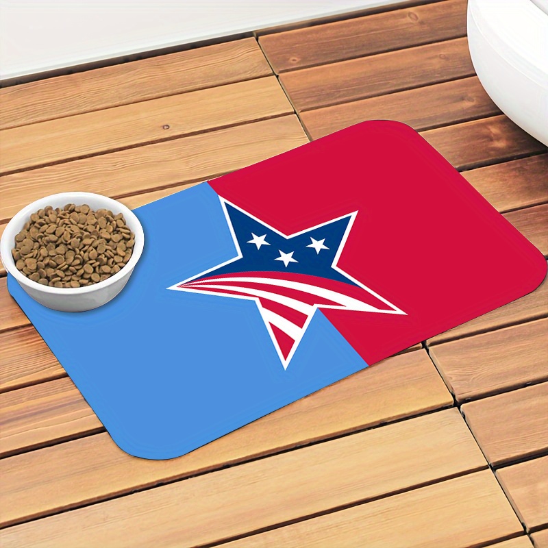 Independence Day Patriotic Pet Feeding Mat - Non-slip, Absorbent Dog 