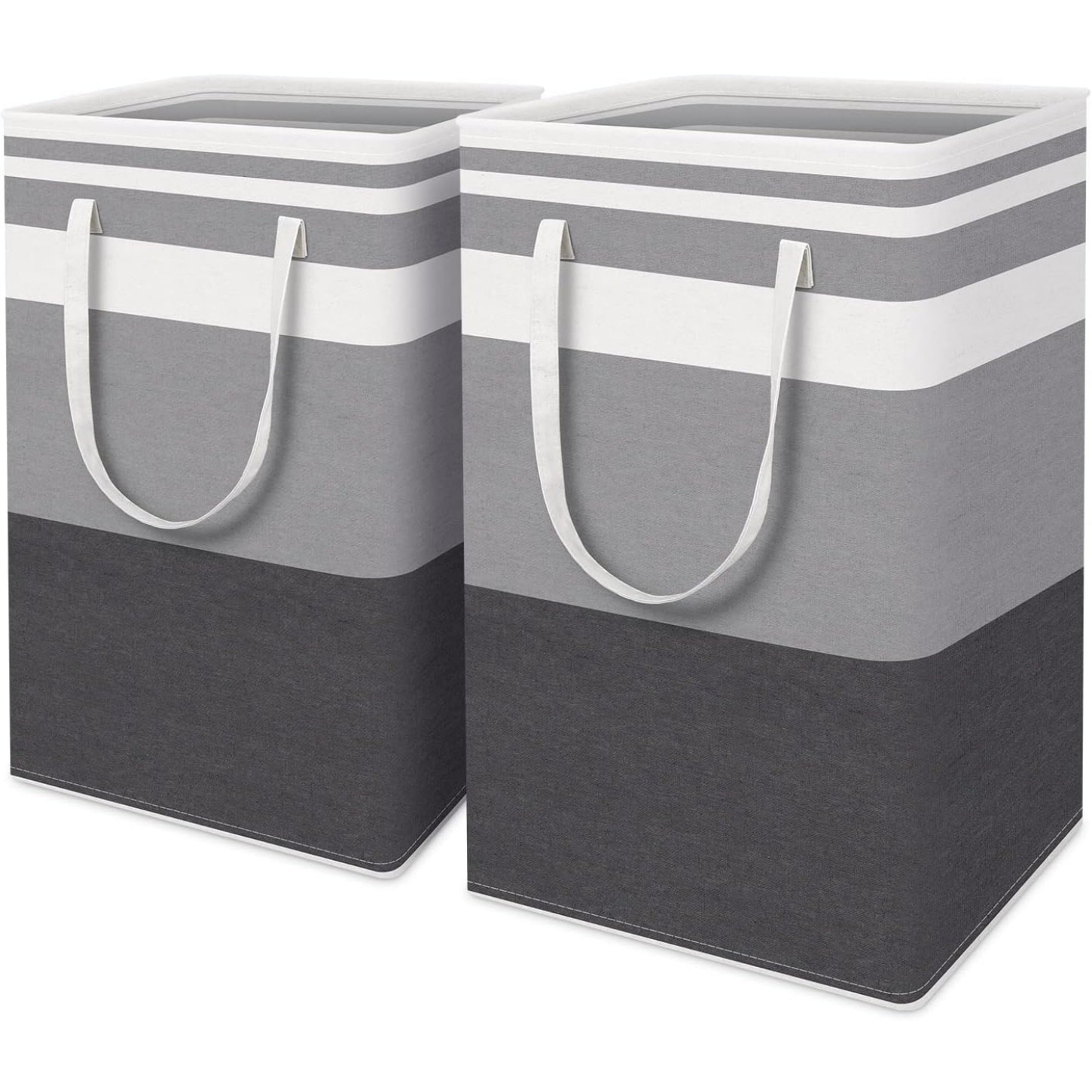 

1/2-pack Large Laundry Basket, Waterproof, Freestanding Laundry Hamper, Collapsible Tall Clothes Hamper With Extended Handles For Clothes In The Dorm And Family-(gradient Grey, 75l)
