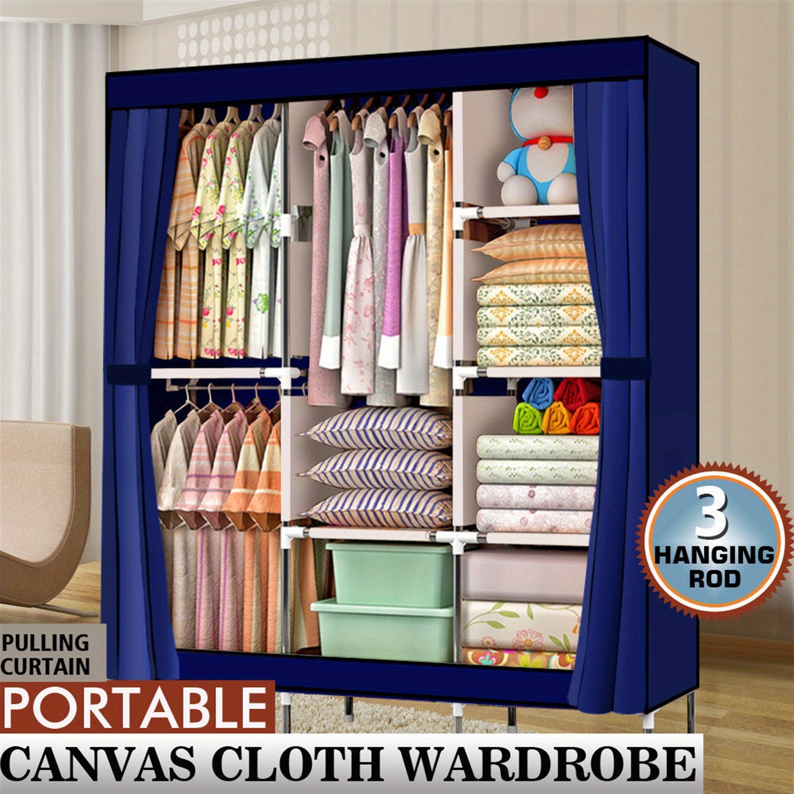 

Non-woven Wardrobe 4 Layers 8 Compartments 125*43.18*180cm