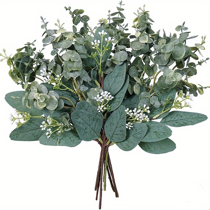 

5pcs Artificial Eucalyptus Bouquet, Faux Eucalyptus Branches For Wedding Bouquets & Home Decor