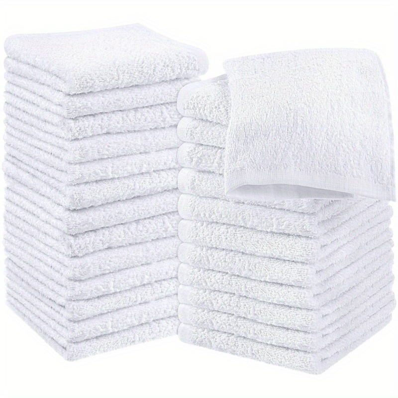

12pcs Soft & Absorbent White Face Towels – Durable Polyester Blend, Ideal For Salon, Spa & Gym Use