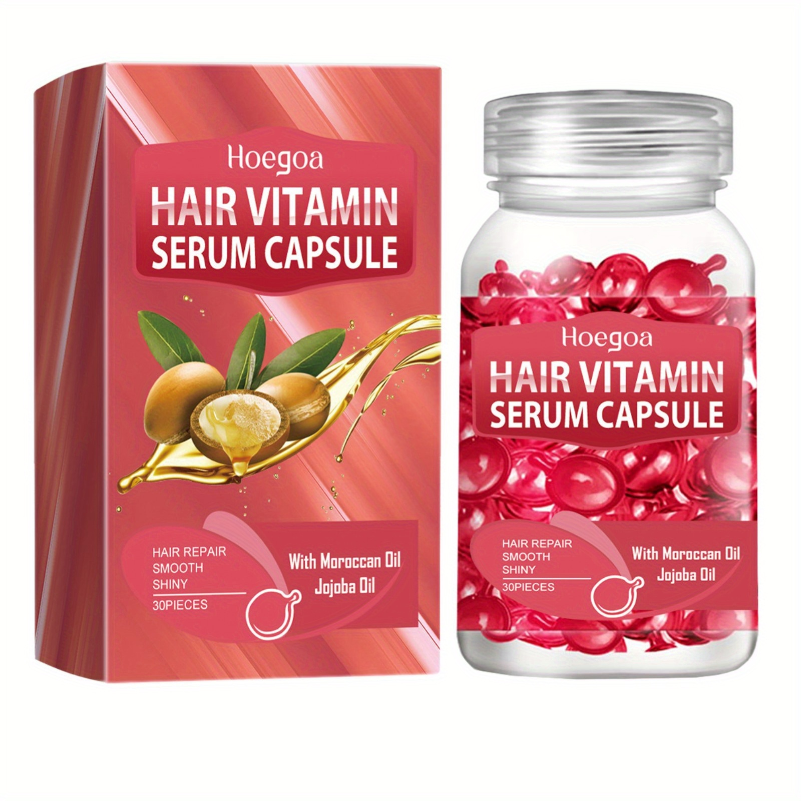 

30pcs/ Bottle Hair Vitamin Serum Capsule, 30pcs, With Moroccan Oil, Jojoba Oil, And Natural Extracts, Hair Care For Smooth, Shiny, Non-split Ends, Revitalizing Hair's Beauty