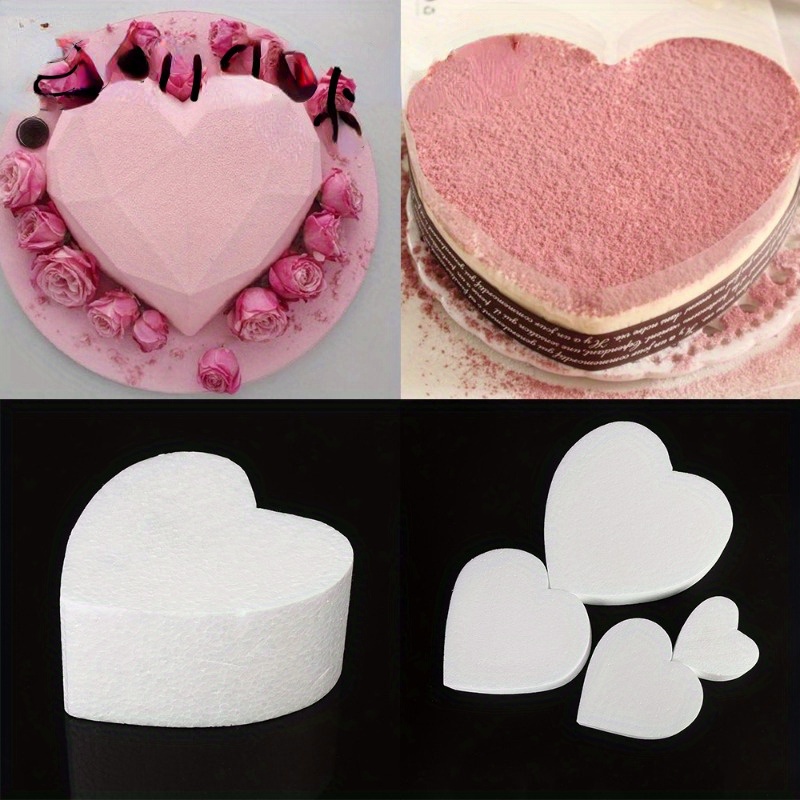 

1pc, 4 Sizes White Heart Shaped Cake Dummy Set, High-density Plastic Foam For Cake Decorating Practice, Diy Wedding & Party Decor, Reusable Cake Modeling Tool