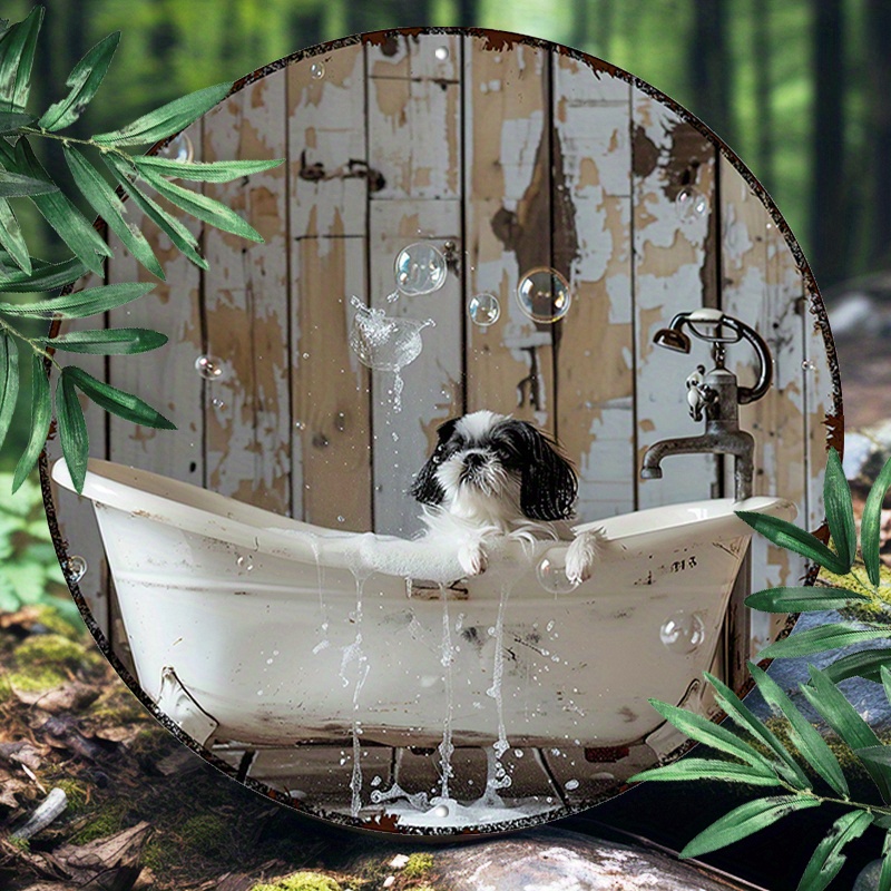 

Shih Tzu Bath Soap Humor 8x8" Round Aluminum Sign - Durable & Uv Protected, Easy-hang Indoor/outdoor Decor