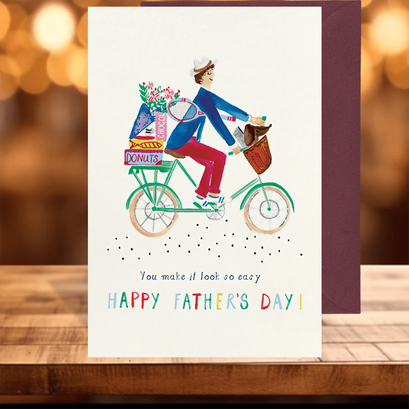 1pc *'s Day Greeting Card, The Man Is Riding A Bicycle Card Are Gifts In  Of Happy *'s Day,