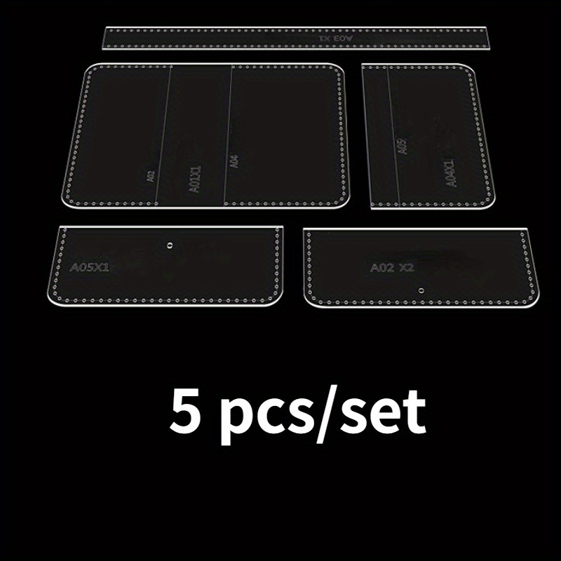 5pcs/set Transparent Acrylic Wallet, Card Bag Template Leather Tool