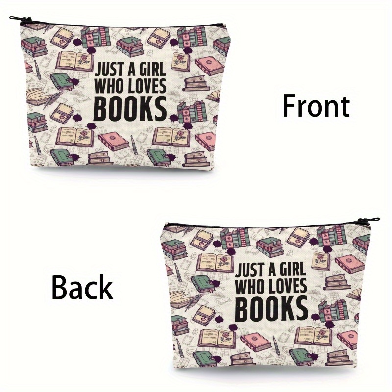 

2pcs Books Pattern Cosmetic Bag, Portable Zipper Makeup Storage Bag, Clutch Travel Toiletry Organizer Bag, Perfect Gift For Friends, Holiday Gifts, Birthday Gifts