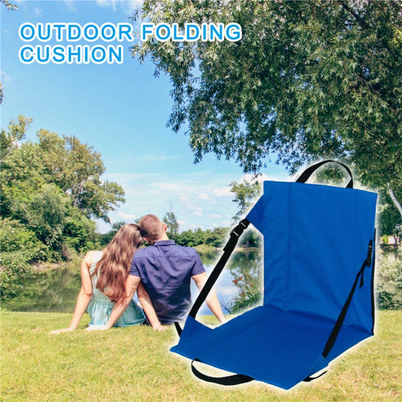 

Portable Folding Outdoor Floor Chair With Back Support, Lightweight Stadium Cushion For Camping, Sports, Beach, Picnics, Fishing Lounger With Carry Handle