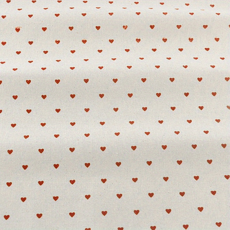 

Cotton Linen Blend Fabric By The Yard – Pre-cut 1pc, Heart Print Design For Diy Sewing, Quilting, Crafting, And Tablecloths