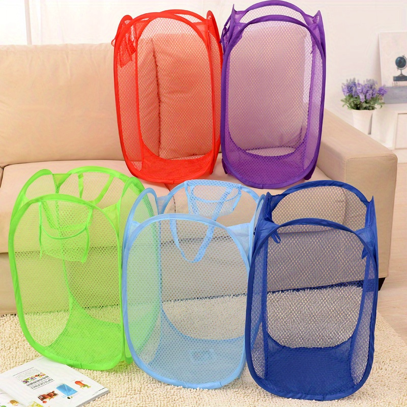 1pc   up laundry hamper folding mesh laundry basket for dirty clothes storage kids toys   storage bucket contemporary style nylon material handles included details 0