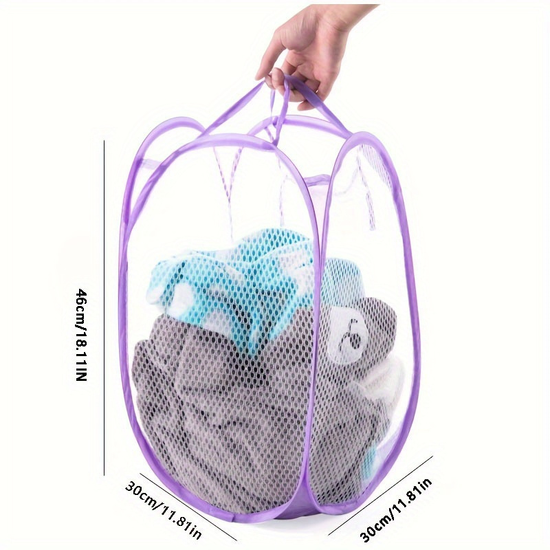 1pc   up laundry hamper folding mesh laundry basket for dirty clothes storage kids toys   storage bucket contemporary style nylon material handles included details 8