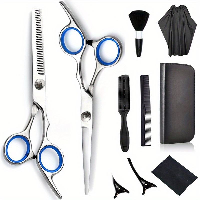 

10pcs/set Stainless Steel Hairdressing Scissors, Hair Cutting Thinning Scissors, Suitable For Barber Salon Home Use