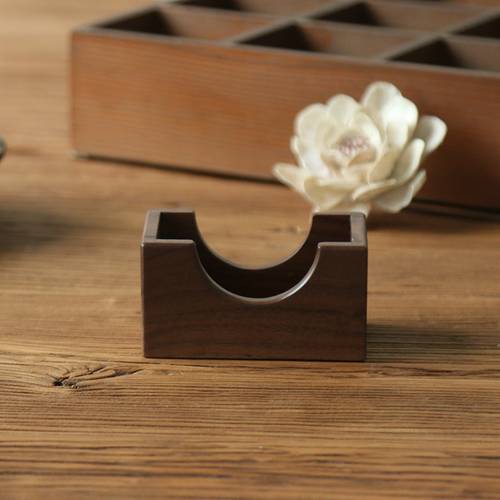 Set of 6 Japanese-Inspired Black Walnut Wooden Coasters - Stylish & Durable Mats for Tea and Coffee Cups, Perfect for Home Decor