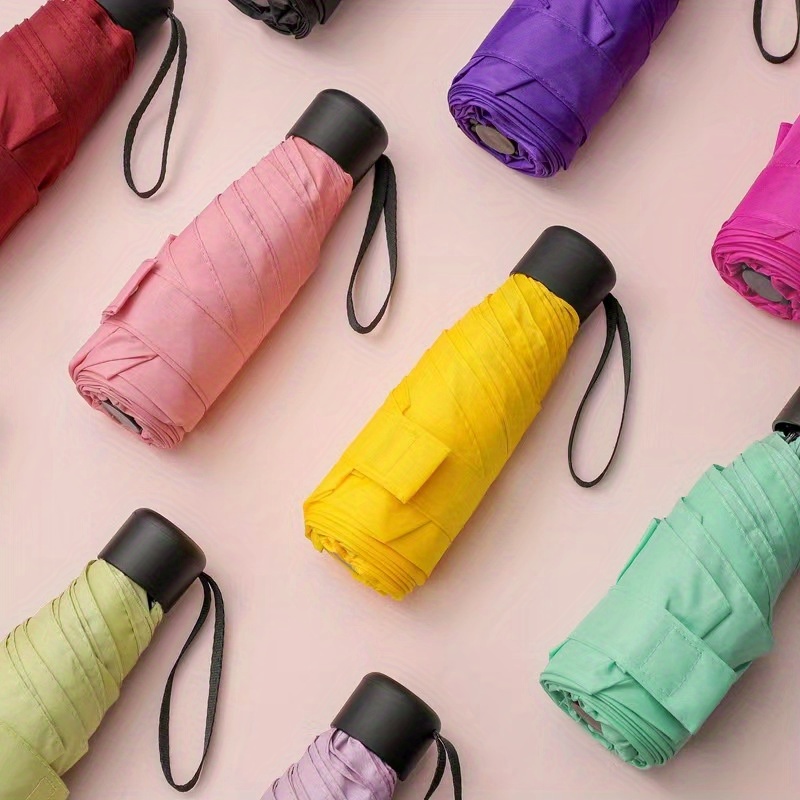 

Mini Portable Folding Umbrella With Uv Protection, Casual Lightweight Durable Compact Umbrella For Men & Women