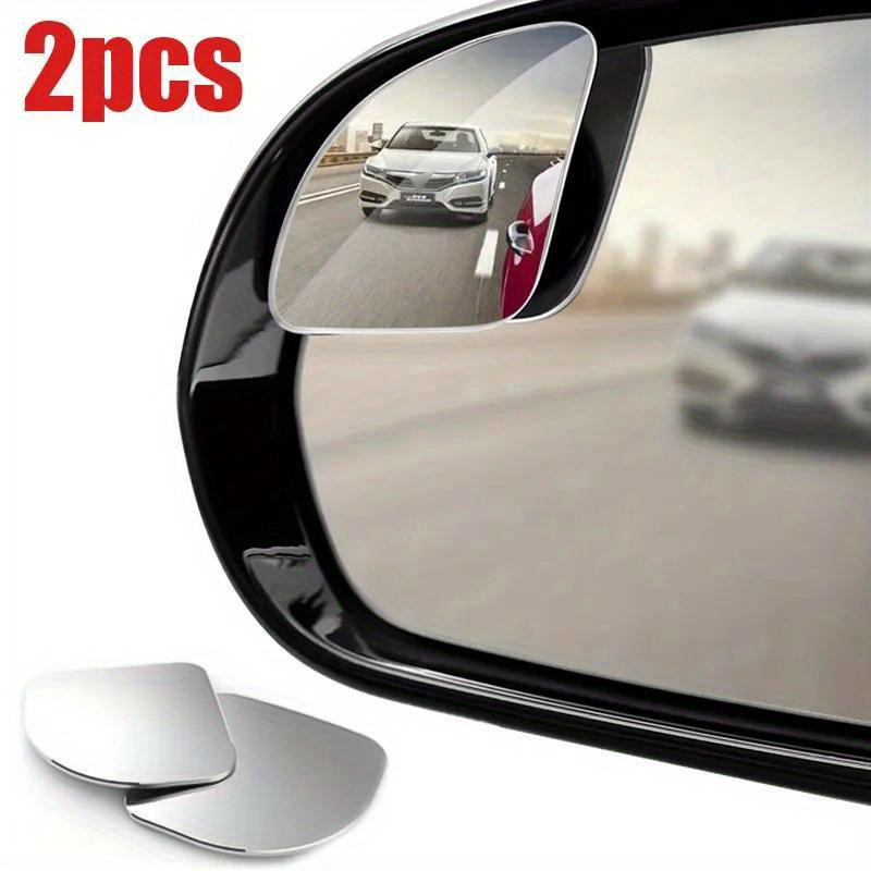 

2pcs Universal Frameless Blind Spot Mirror - Wide Angle Adjustable Auxiliary Rearview Mirror For Cars - Enhance Visibility And Safety On The Road