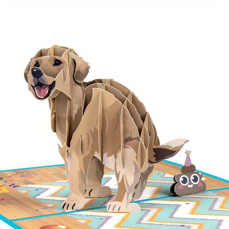 

3d Pop Up Dog Greeting Card For Birthday, Retirement, Friendship Day - Funny Animal Print Card With Envelope For Any Occasion - English Language - Unique Pop-up Design