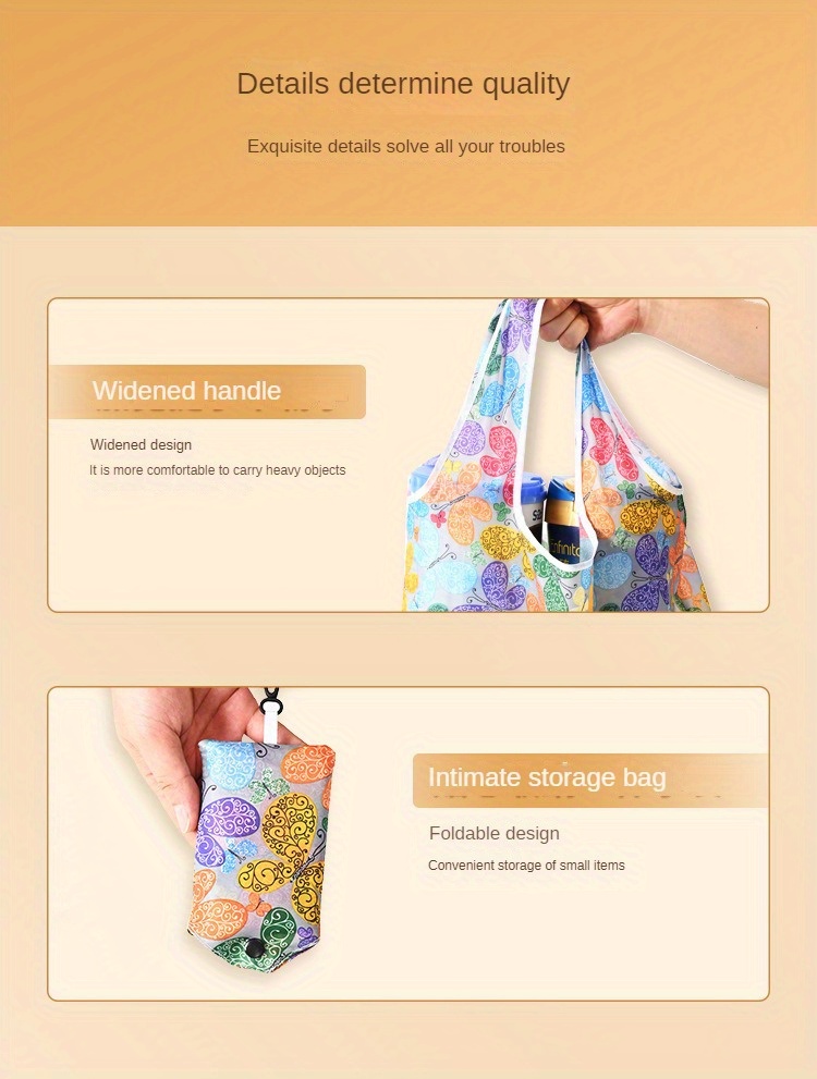 high quality large capacity foldable shopping bag leak proof reusable polyester tote bag with fashionable print and carrying strap reusable shopping bag creative supermarket shopping storage bag reusable grocery bags details 7