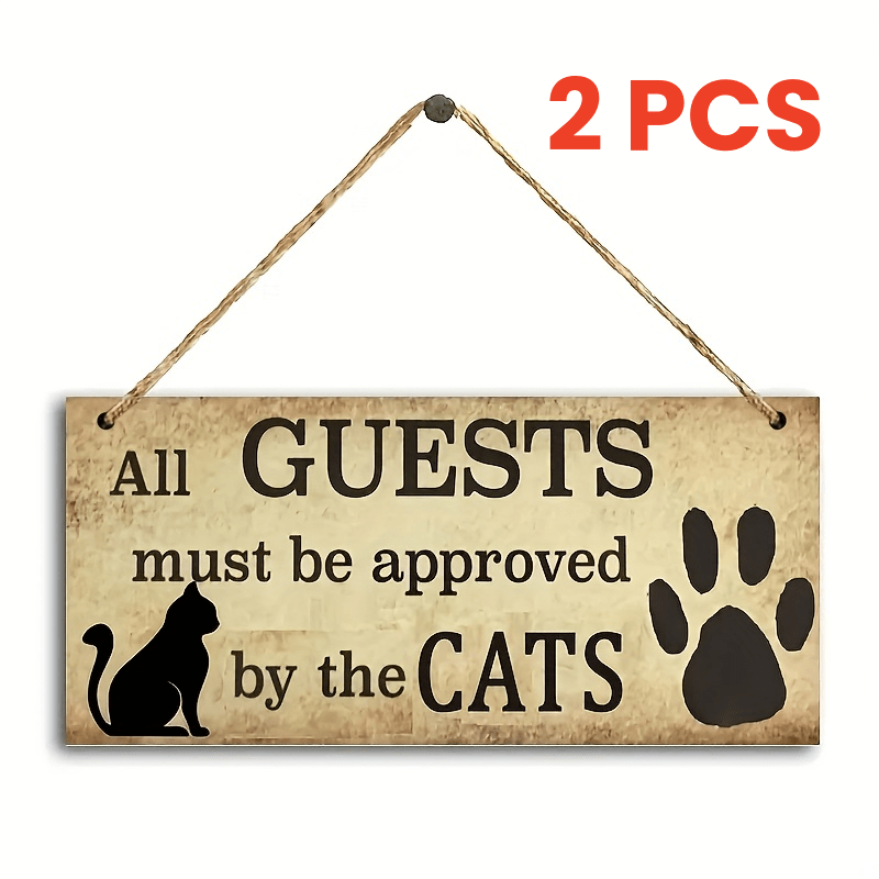 

2pcs, Wooden Animal Cat Hanging Tag "all Must Be Approved By Cats" Art Design Wall Hanging House Decor Hanging Cat Craft Hanging Hanging Tag, Strictly Selected Material Excellent Crafting