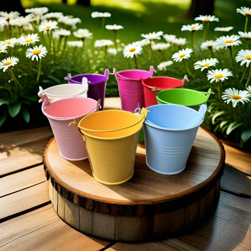 

Pastoral Style Candy Color Small Iron Bucket - Flower Ware, Home Decoration, Tin Bucket, Flower Pot, 7.5cm/2.95in Bottom, 5.5cm/2.2in Height, Indoor/outdoor Use