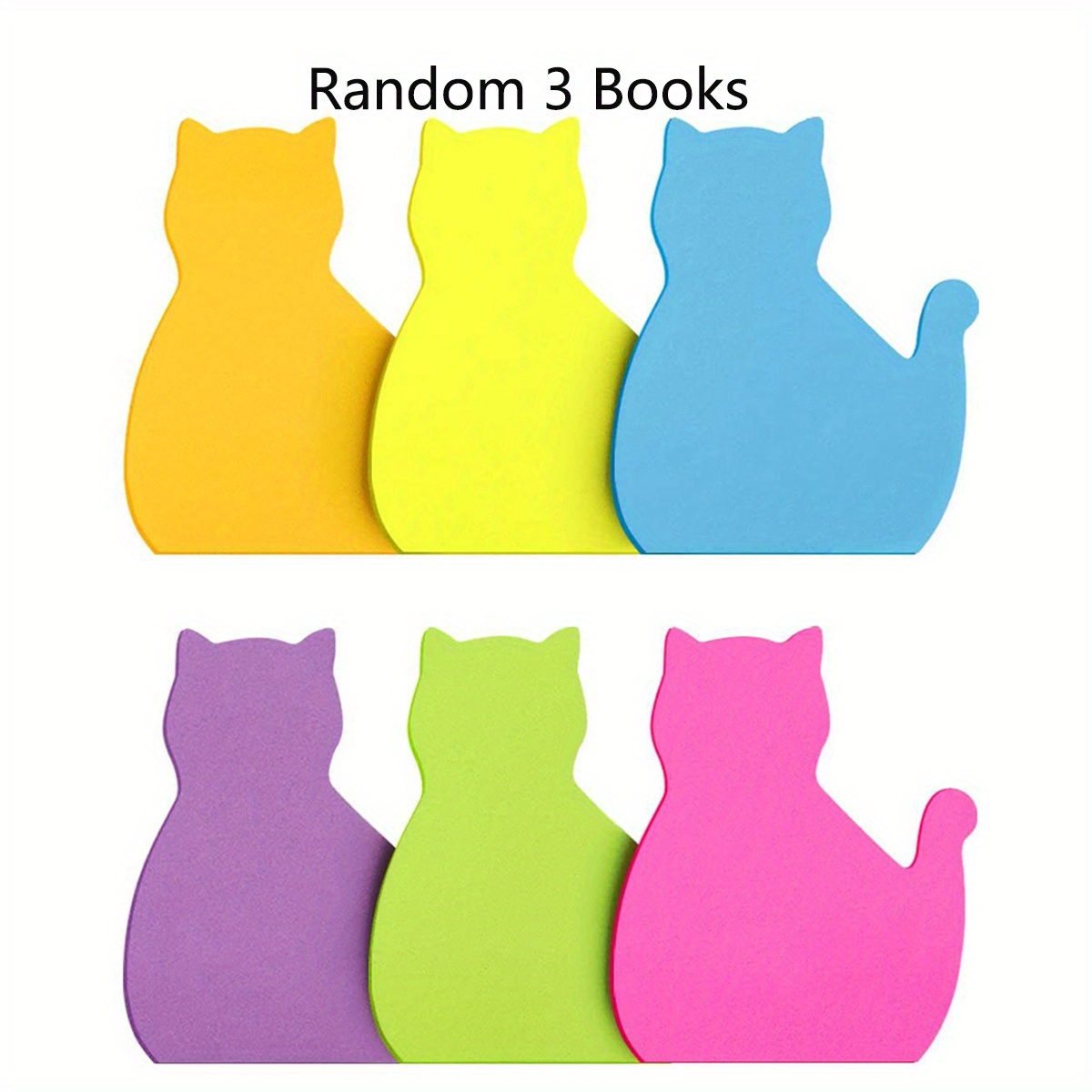90-sheet Cute Cartoon Cat Sticky Notes-pack Of 3 Random Assorted Designs-portable & Versatile For School, Office, Personal Use