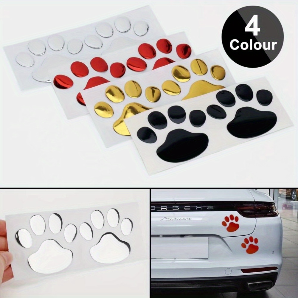 

2pc Car Animal Paw Print Stickers, Window Bumpers, Body Cool Design Claws 3d Animal Bear Dog Cat Footprint Stickers, Pvc Shaped Badges, Car Creative External Accessories