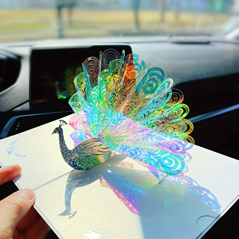 

1pc 3d Pop-up Peacock Greeting Card, Creative Paper Sculpture For Weddings & Thanksgiving - Recipient