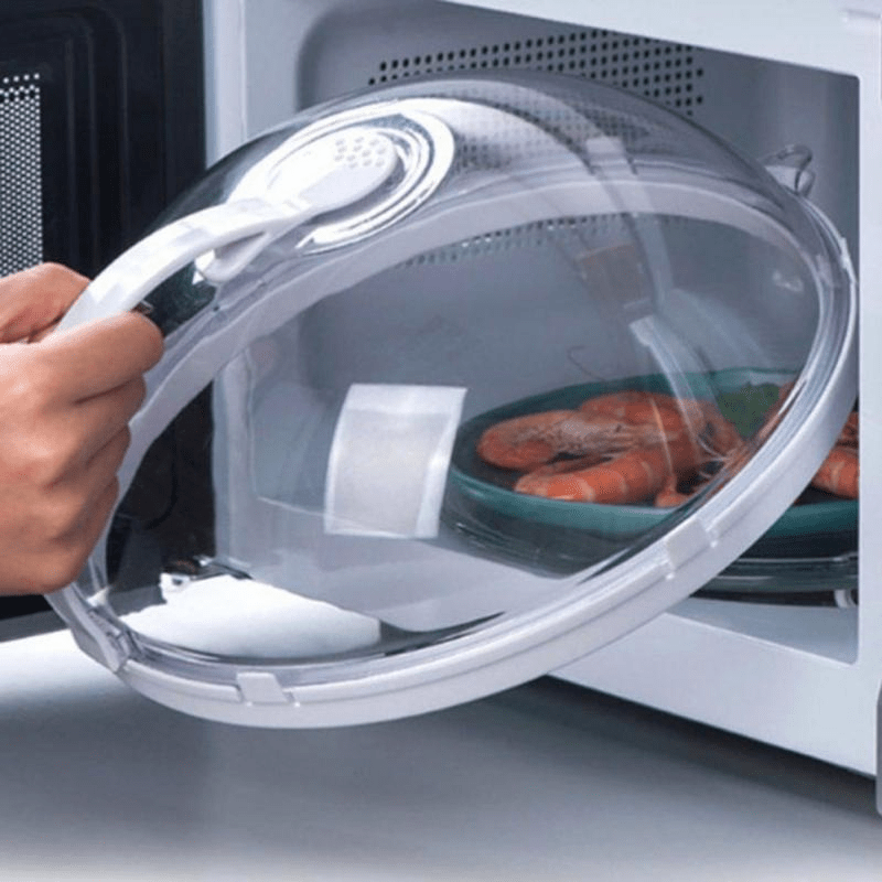 1pc   microwave splash guard transparent polycarbonate airtight food cover reusable anti splatter lid for kitchen cooking details 0