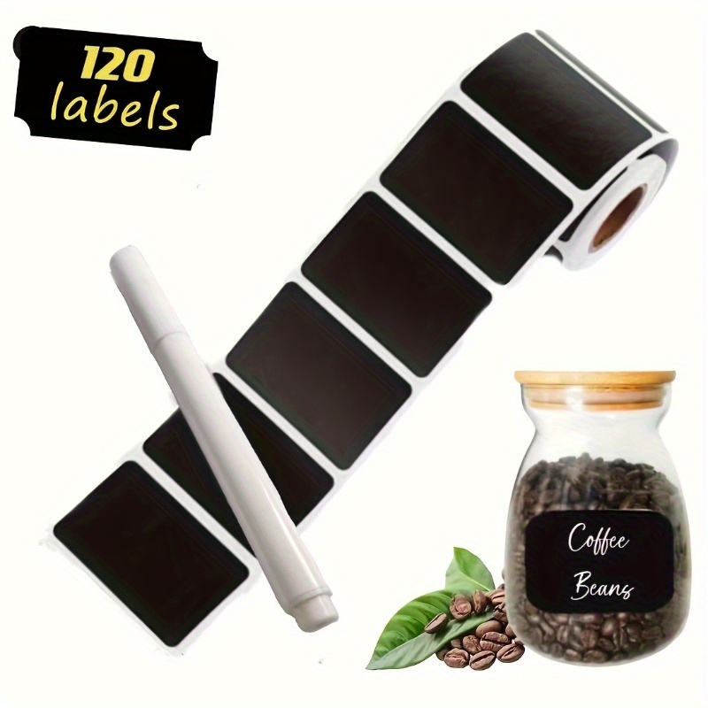 

120pcs Labels Roll Tape With 1pc Penwaterproof Reusable Blackboard Stickers For Storage Binsparties Decorationcraft Roomsweddings, Storage, Art Design Labels 2.1"*1.37" Art Supplies