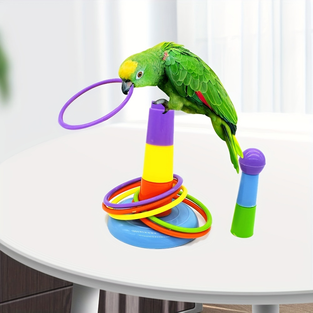 

Plastic Bird Toy With Mini Iron Rings - Interactive Parrot Activity Training Game For Development, Parrot Toys